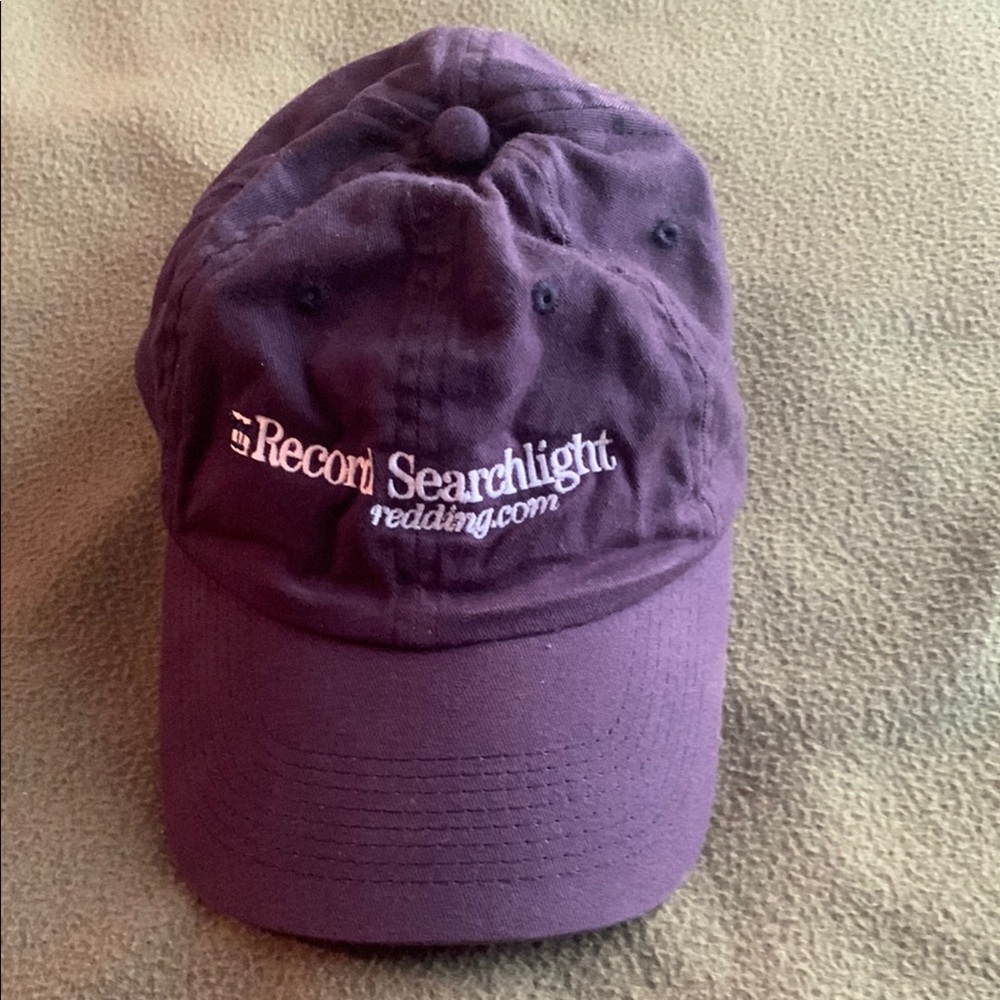Men’s navy Record Searchlight hat. Adjustable hook & loop strap. By Luna Pier.